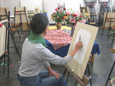 「花束スケッチ教室」にて